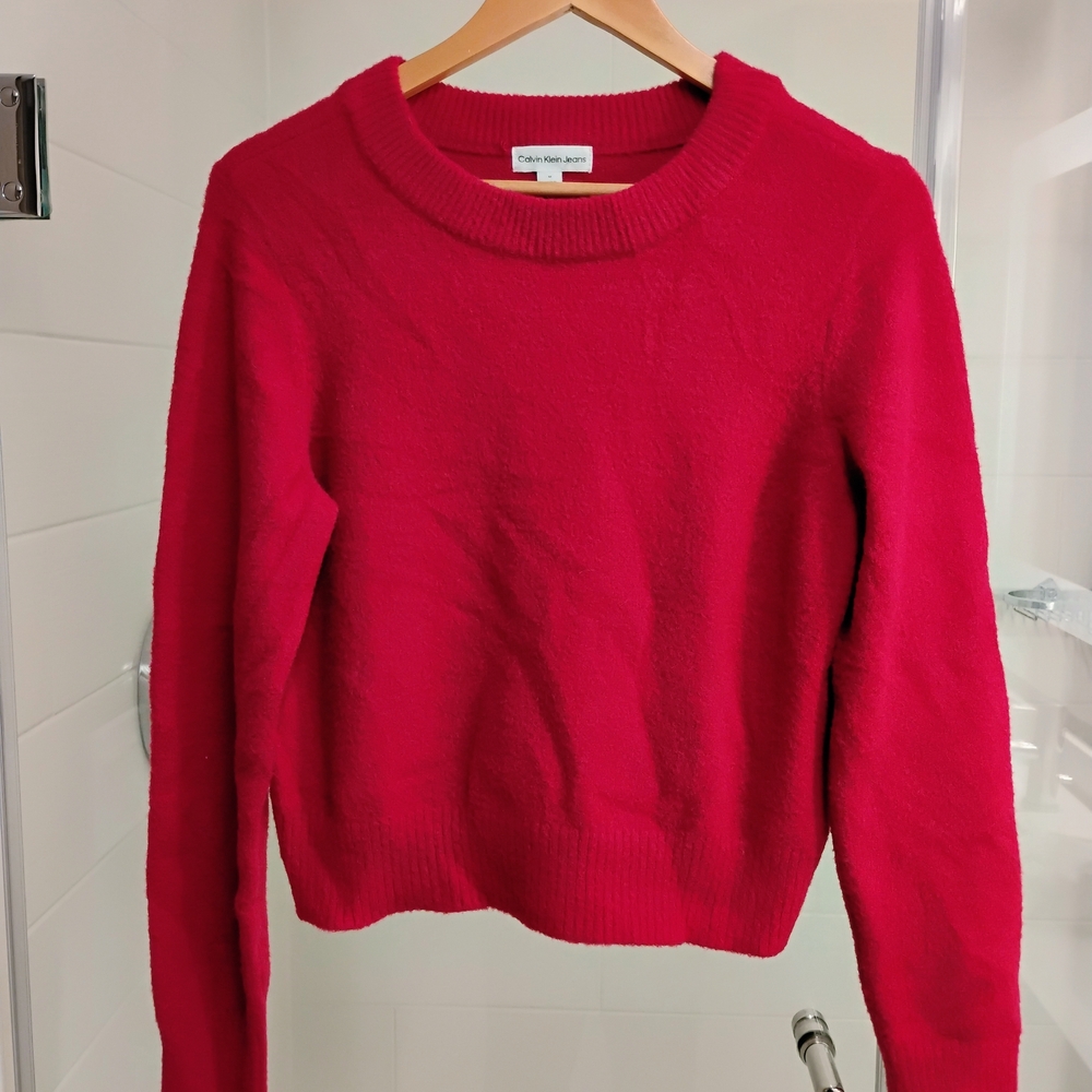 Calvin Klein Jeans Vibrant Red Crew Neck Sweater